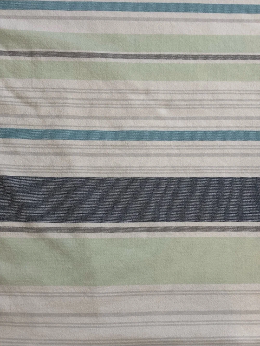Coyuchi Flat Weave Striped Beach Towel Fringe Edge Blue Gray Green White 70”x37